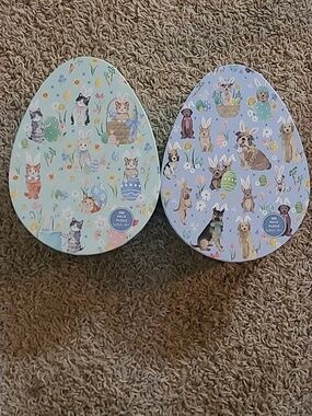 NWT 2 Heatherlee Chan Easter Egg 500pc Puzzle Cats And Dogs w/ Bunny Ears